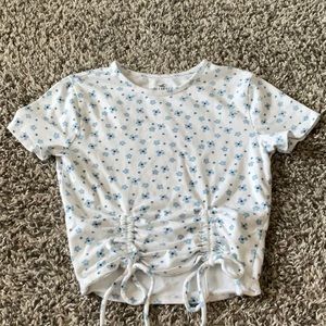 Hollister blue and white scrunch crop top